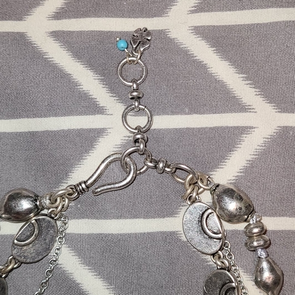 Fossil Torquoise & Silver Feather Necklace - Picture 2 of 3